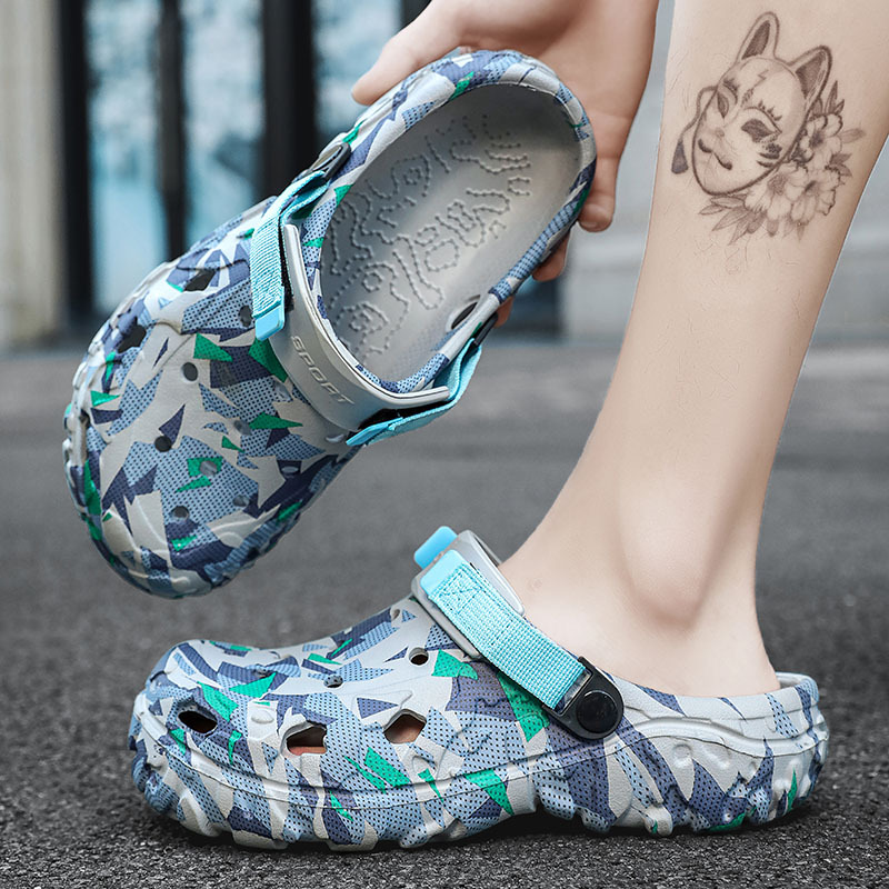 Camuflamiento de zapatos de verano para hombres zapatos de playa al aire libre sandalias para uso dual antideslizante desgaste suave zapatillas de cabeza