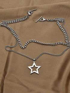 Pentagram Pendant Collar Chain T-Shirt Sweatshirt Double-Ended Hook Chain Single Hook Chain Clothing Chest Chain Trendy