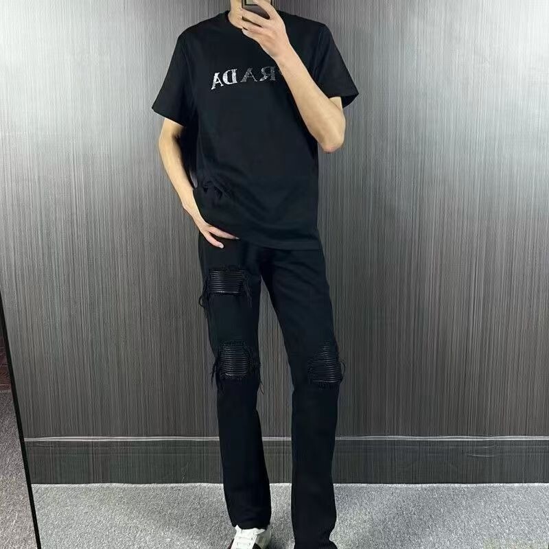 Trendy Summer Versatile New Style Hot-Selling Rhinestone Letter Short-Sleeve Round-Neck T-Shirt Pr Same Style Casual Trendy Summer Versatile New Style Hot-Selling Rhinestone Letter Short-Sleeve Round-Neck T-Shirt Pr Same Style Casual
