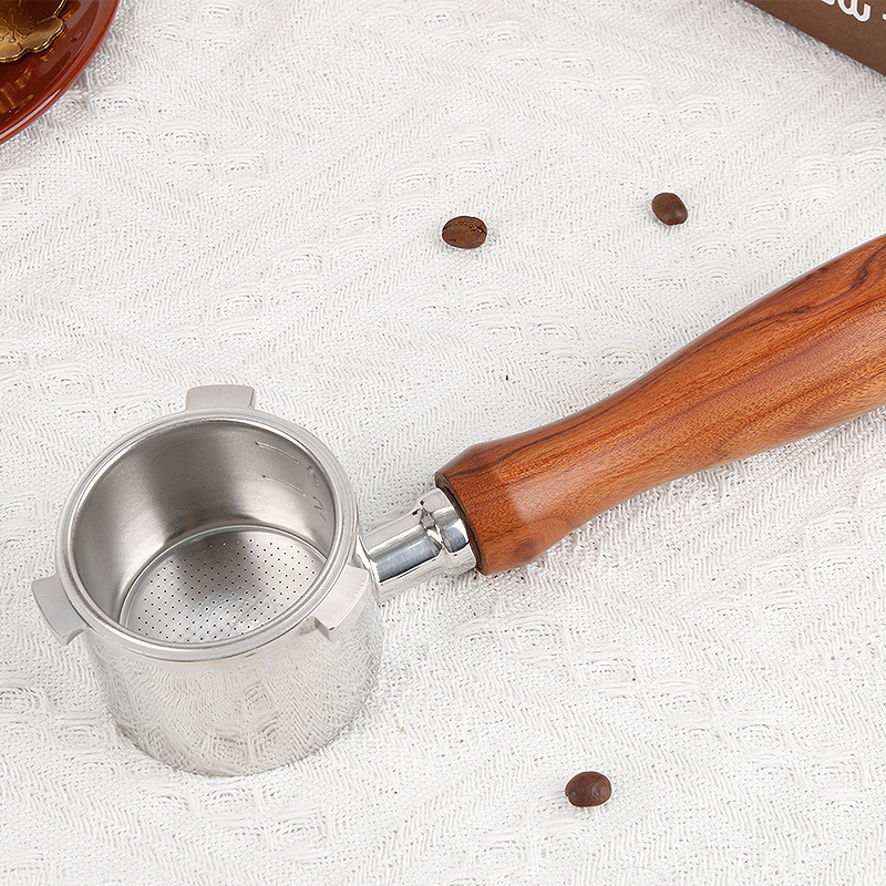 51mm three ear EC9335 bottomless handle simple style food grade 304 stainless steel coffee machine solid wood handle