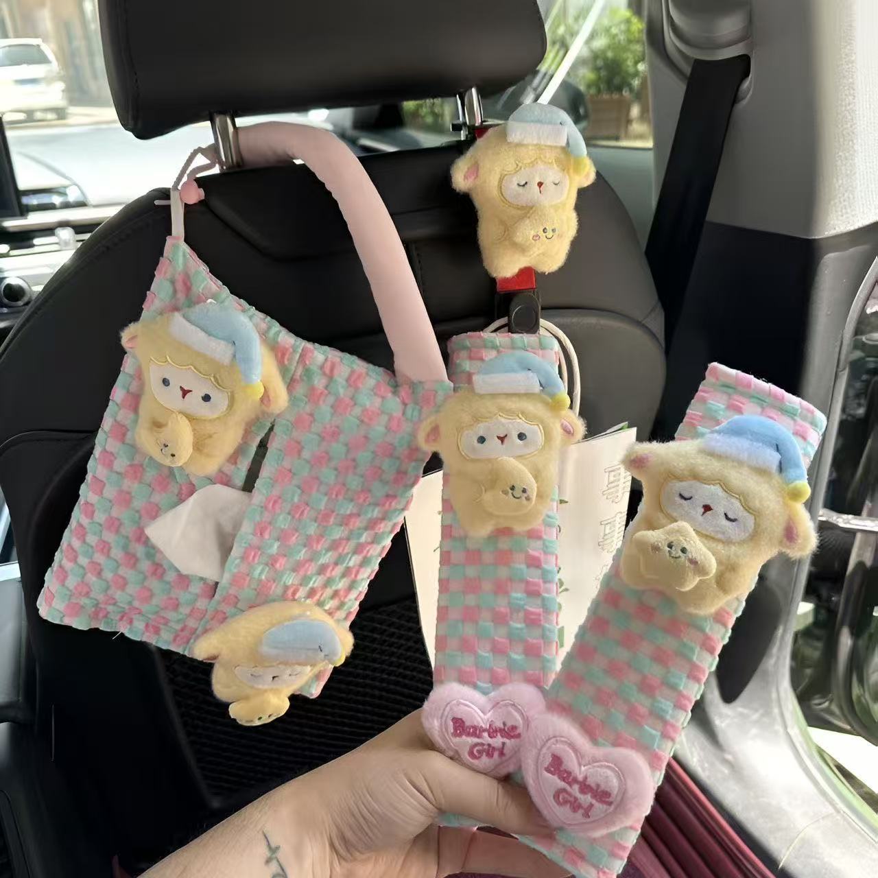 Original Cartoon Cute Little Sheep Safety Belt Anti-Neck Chafing Four-Season Universal Safety Belt Shoulder Pad Set Decoration