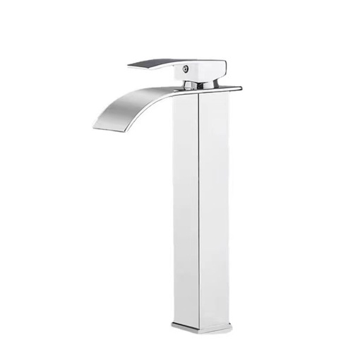Nordic stainless steel copper core high square waterfall hot and cold water faucet washbasin kitchen basin anti-splash universal single hole