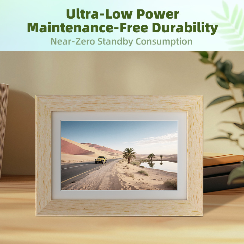 7.3 Inch Wooden Frame Colorful Ink Screen Digital Photo Album Color E-Ink Photo Frame