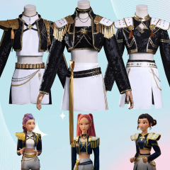 K-POP猎魔女团cos服米拉佐伊鲁米黑金皮打歌服cosplay万圣节服装