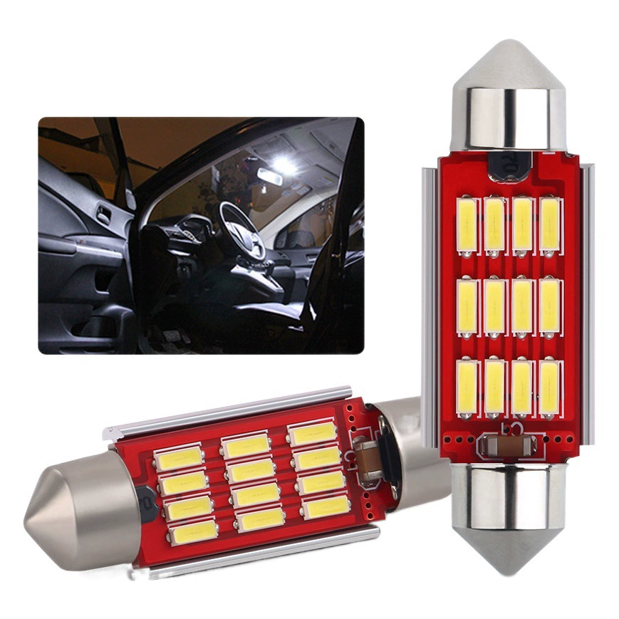 Ubisse Автомобильный светодиодный двухконечный свет декодирование Canbus 36MM 4014 12SMD Потолочный Светильник Освещение номерного знака