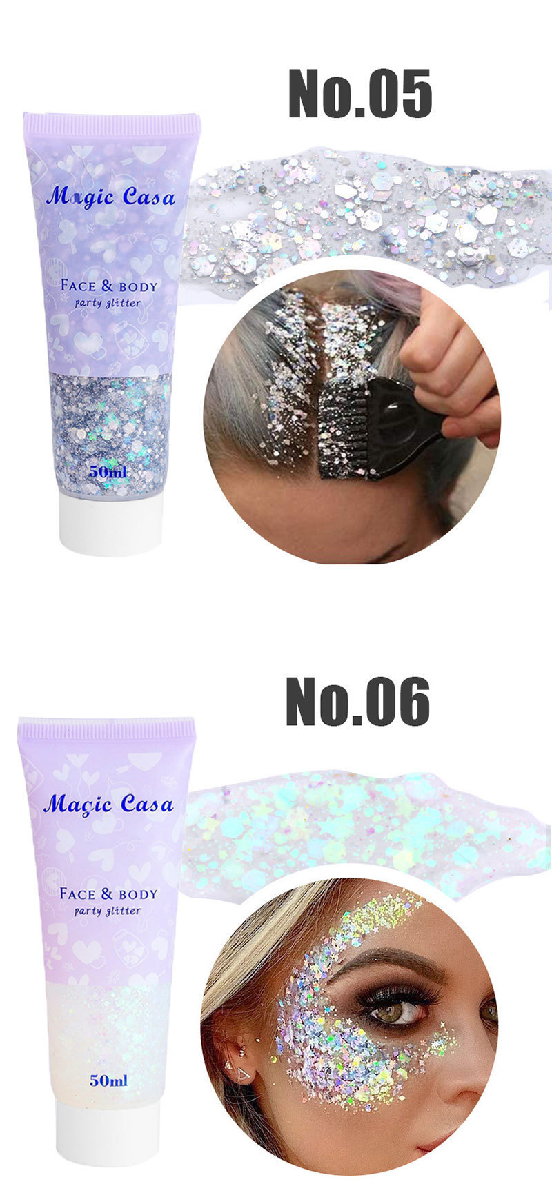 MAGIC CASA Mermaid Scale Sequin Gel Facial Body Lip Sequin Eyeshadow Dazzling Polarized Stage Makeup undefined