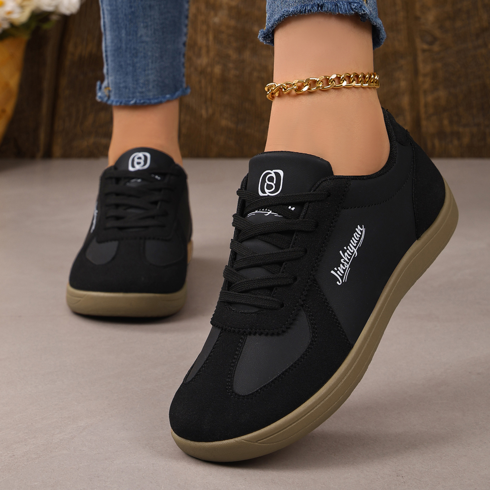 Zapatos de mujer nuevos zapatos transfronterizos temu zapatos casuales cómodos con suela suave zapatos casuales de color sólido simple al por mayor zapatos de entrenamiento alemán