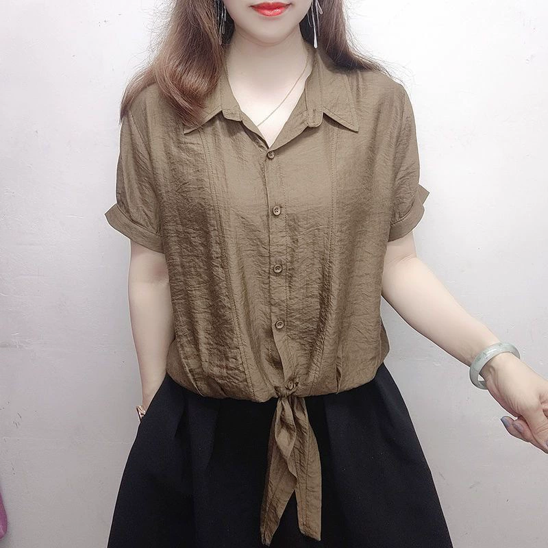 2024 Летняя новая корейская свободная шифоновая рубашка супер сказочная леди большой размер топ с короткими рукавами