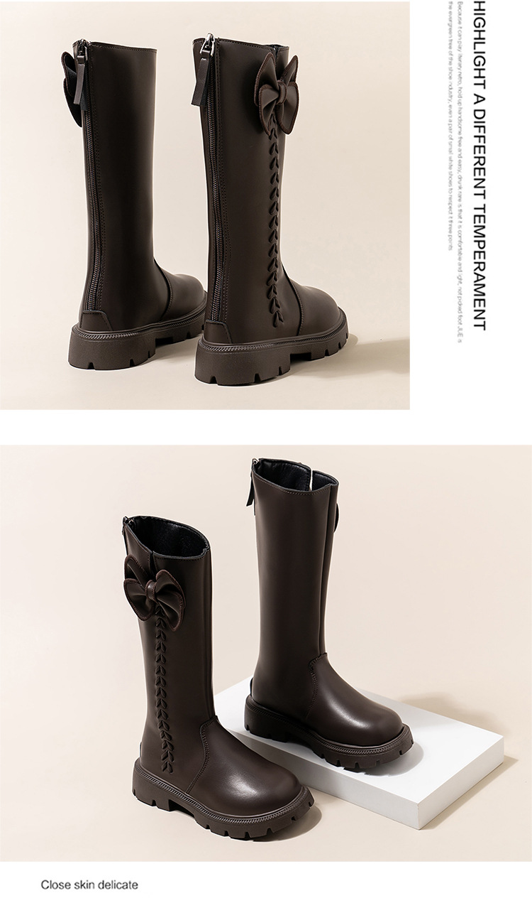 Flickor high-top stövlar i läder för höst och vinter mode_voghion.com