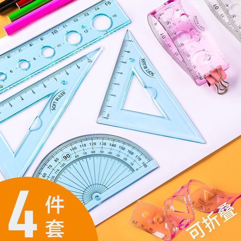 Regla blanda 4 piezas de papelería 15 / 20cm no lastiman las manos regla recta ángulo regla blanda no lastiman las manos