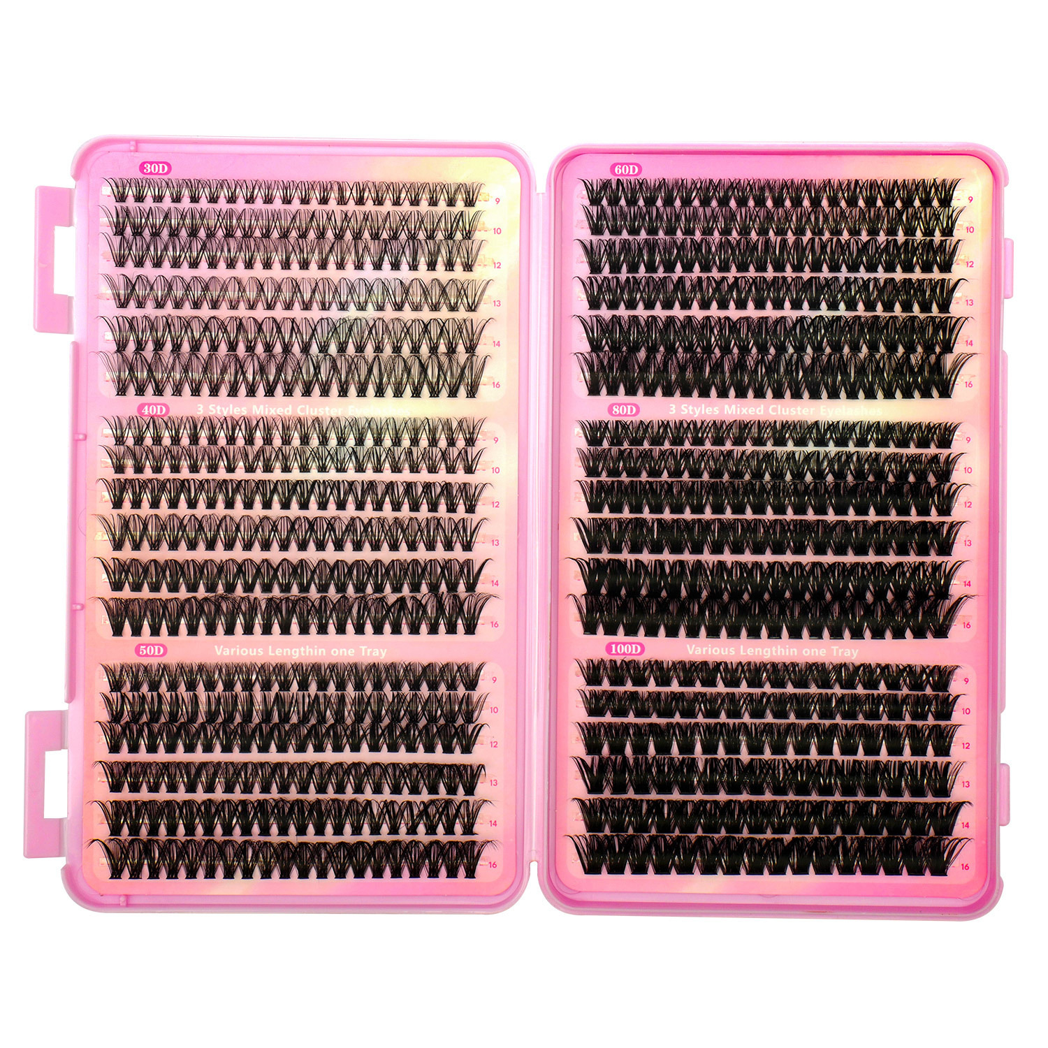 36 filas de comercio exterior set de extensión de pestañas falsas 9 - 16mm un solo racimo de segmentos de pelo grueso pestañas al por mayor transfronterizas