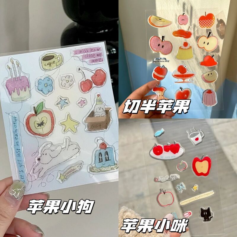 韩系可爱红苹果ins插画果冻贴纸少女心高颜值diy电脑手机壳装饰贴|undefined