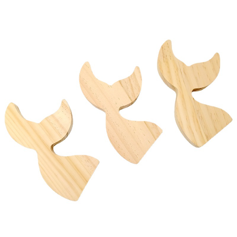 13*10*1,8 cm cola de pescado bloque de madera cola de ballena colgante decorativo de juguete de los niños artesanías adornos