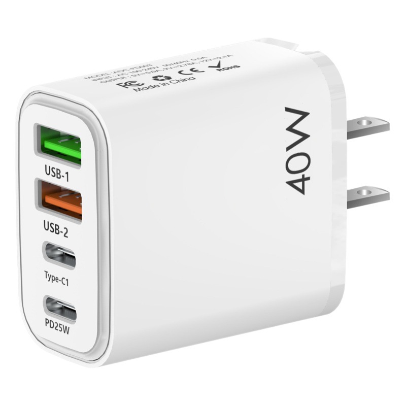 Cargador de teléfono móvil PD40W al por mayor transfronterizo QC3.0 cabezal de carga rápida 2U 2C cabezal de carga multipuerto europeo y americano