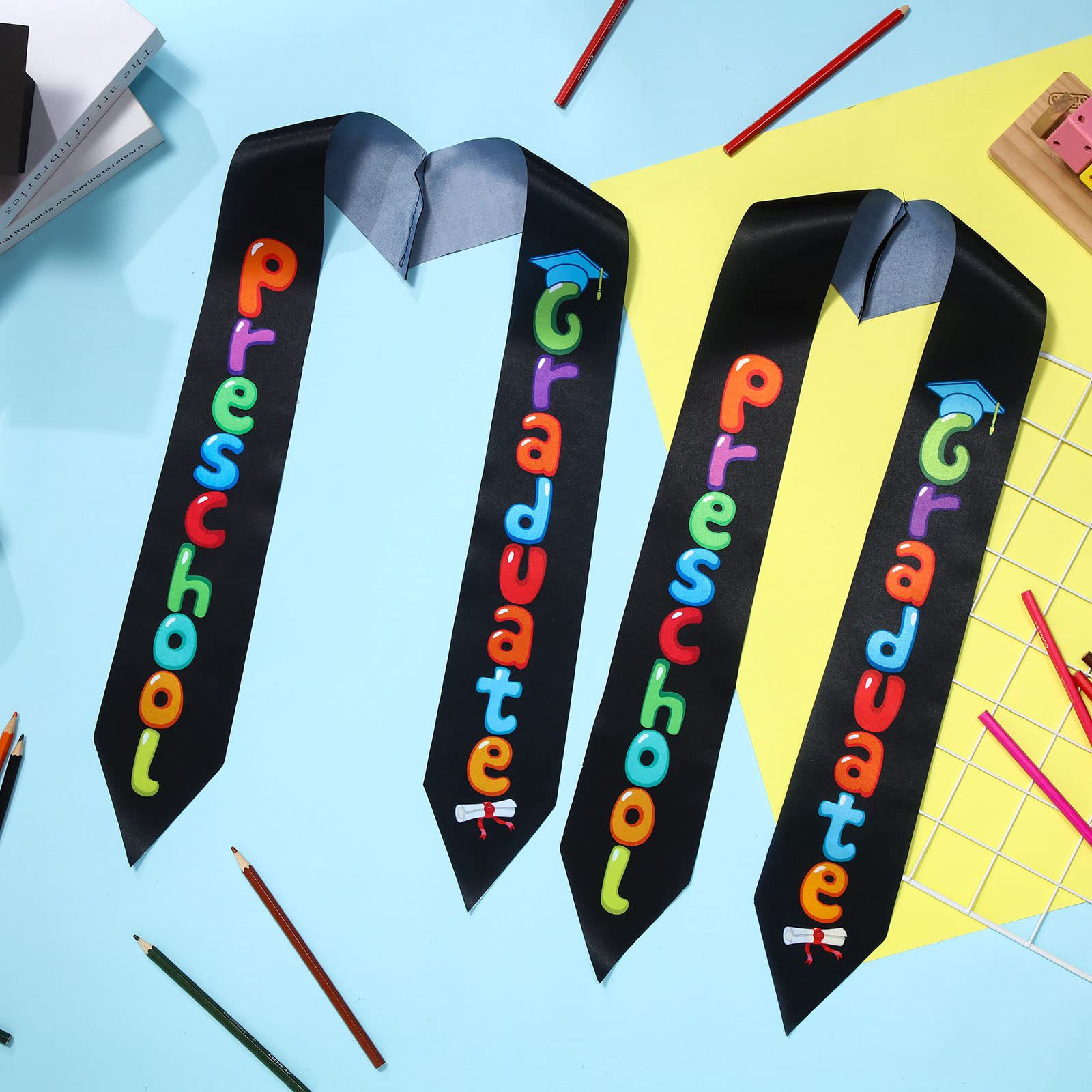 Cross-border graduation season children sash etiquette shoulder strap preschool kindergarten graduation printed honor awarding satin shawl
