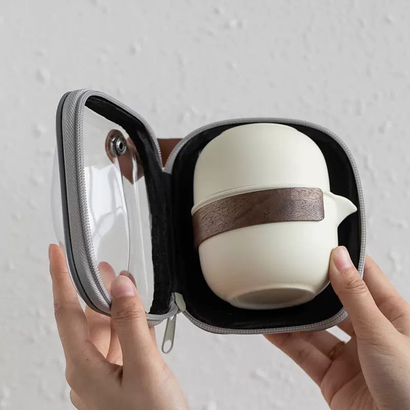 汝窑快客杯一壶二杯四杯茶具套装开片可养户外露营泡茶壶商务礼品