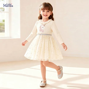 Платье с длинным рукавом и сеткой осеннее для девочек