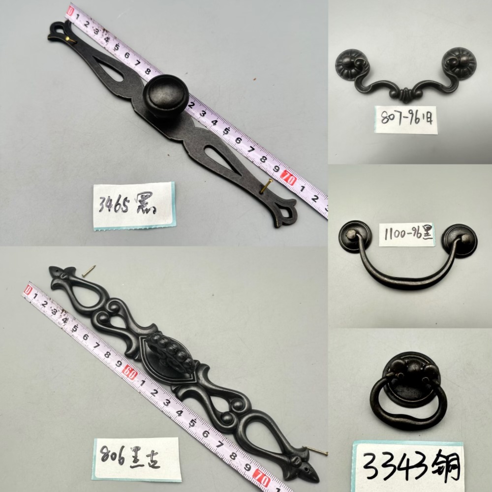 人气锌合金复古欧式柜门抽屉拉手黑色长条吊坠单双孔家具配件现货