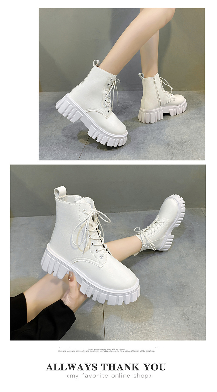 Dam korta cowboyboots höst vinter med snörning tjock sula mode_voghion.com