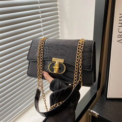 鱷魚紋鏈條小方包包女2024新款時尚單肩包跨境外貿代發百搭斜挎包