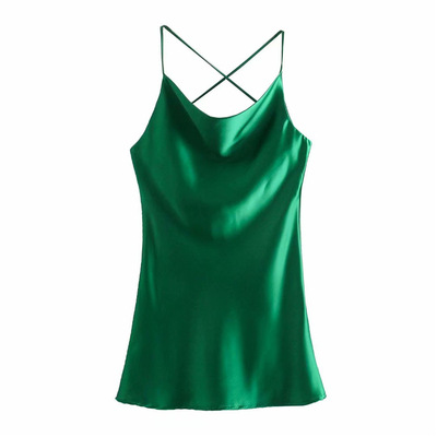 Silk Satin Backless Dress Image 10