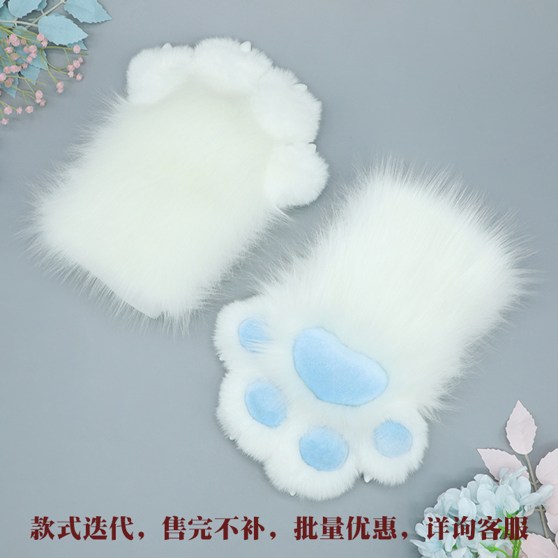 Guantes Sin Dedos de Garra de Gato de Felpa Térmicos para Cosplay y Eventos