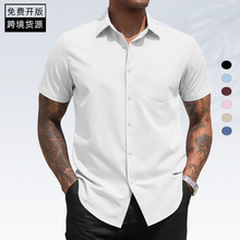 欧美大码男士衬衫亚马逊跨境热卖商务休闲高级感短袖夏威夷衬衣