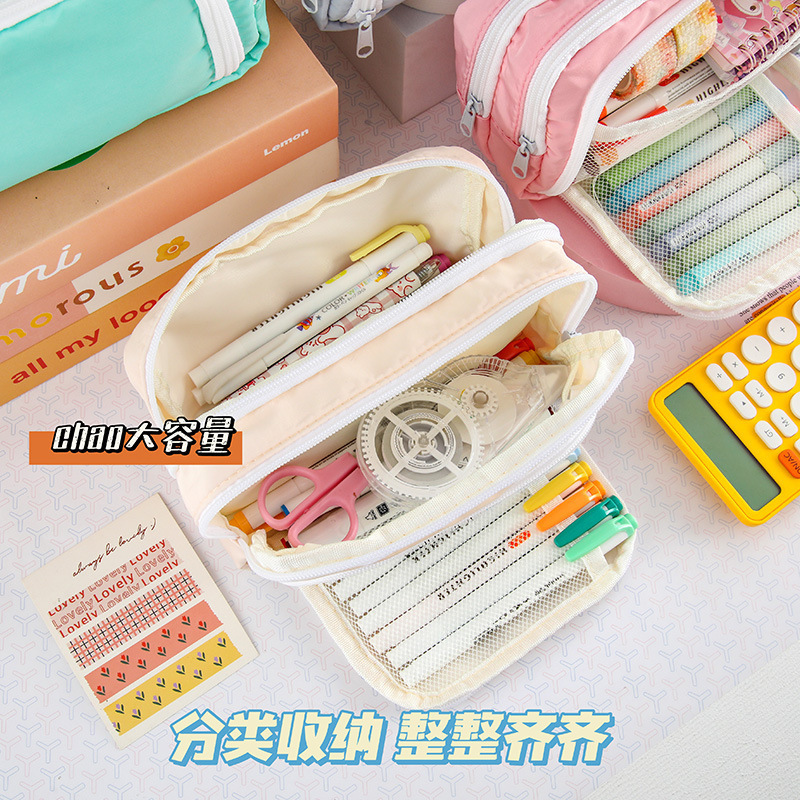 日系小清新笔袋2025新款文具盒大容量简约中小学生高中铅笔盒Ins|undefined