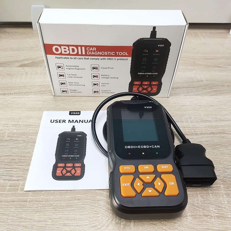 V520 OBD2 Scanner CE certified multi-language OBD diagnostic tool engine fault detector