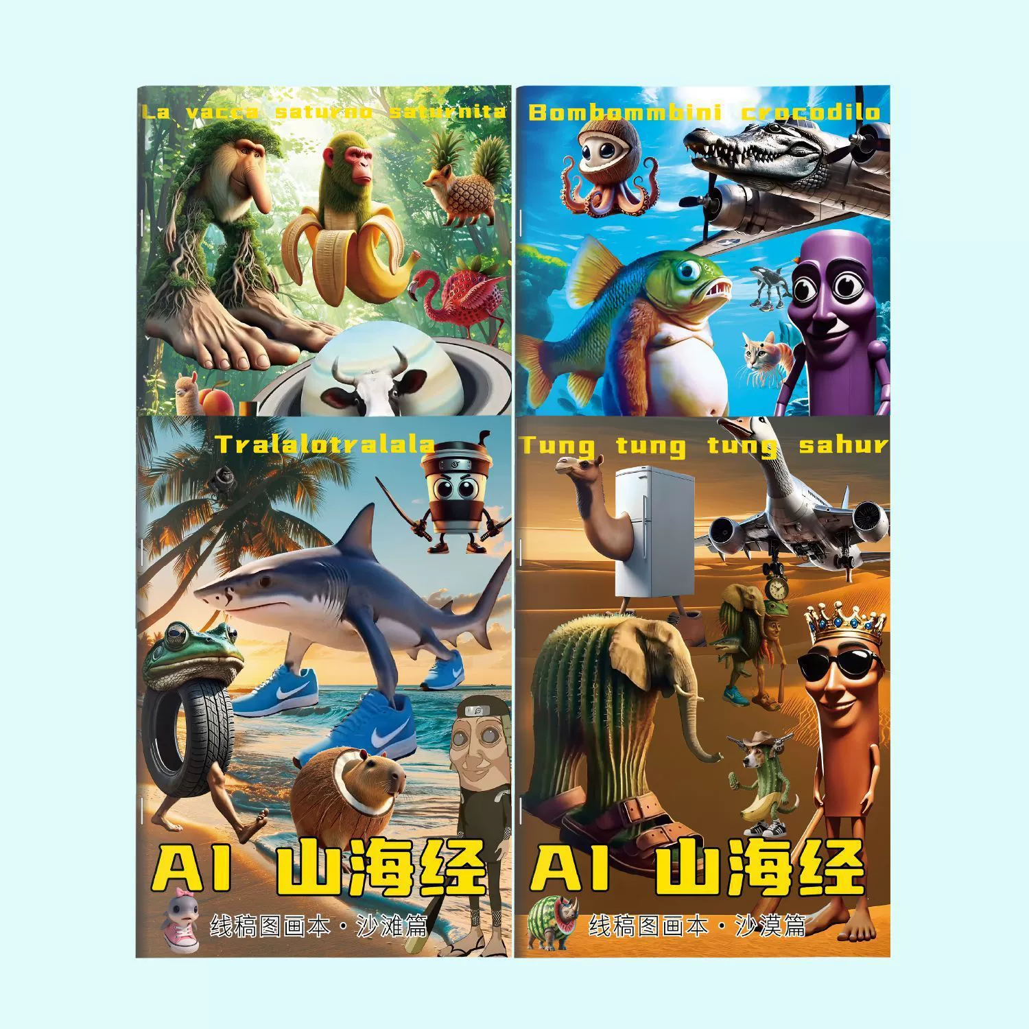 AI‑иллюстрированная «Книга гор и морей» — детская картинная и раскраска, наклейки и наборы