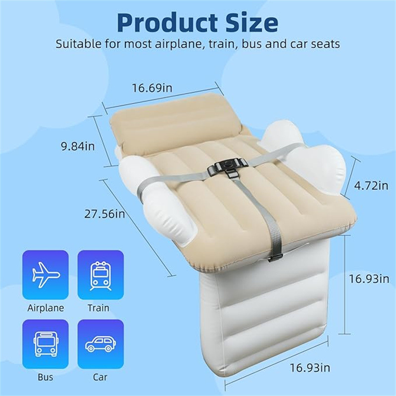 Portable Car Inflatable Bed for Children, Suitable for Airplane and High-Speed Rail Travel, with Velvet Safety Protection, a Baby Sleeping Essential