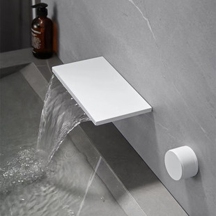 Cross-border new products all copper white concealed wall waterfall bathtub faucet basin hot and cold water tank side gun gray
