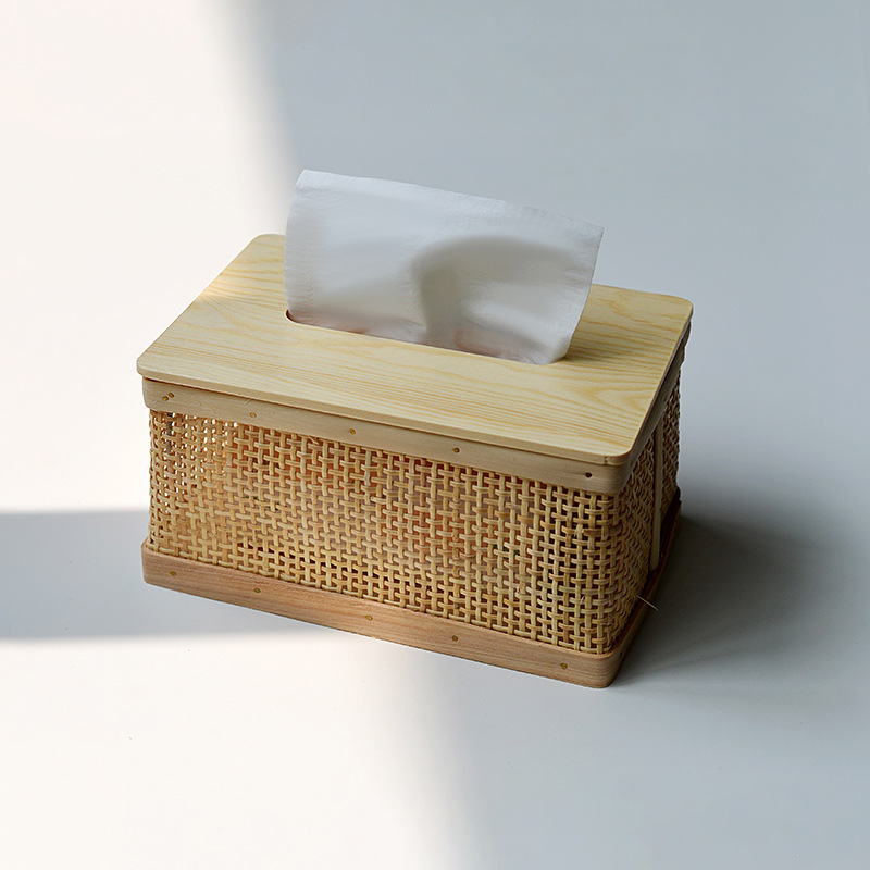 Ratán caja de pañuelos de madera maciza caja de pañuelos rectangular cama y desayuno hotel restaurante estilo natural almacenamiento bombeo comercio exterior