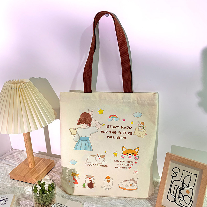 Canvas Bag 2026 New Model Large Capacity Student Tote Bag Book Bag Shoulder Bag Hand-Carry Cloth Bag Wholesale Canvas Bag 2026 New Model Large Capacity Student Tote Bag Book Bag Shoulder Bag Hand-Carry Cloth Bag Wholesale