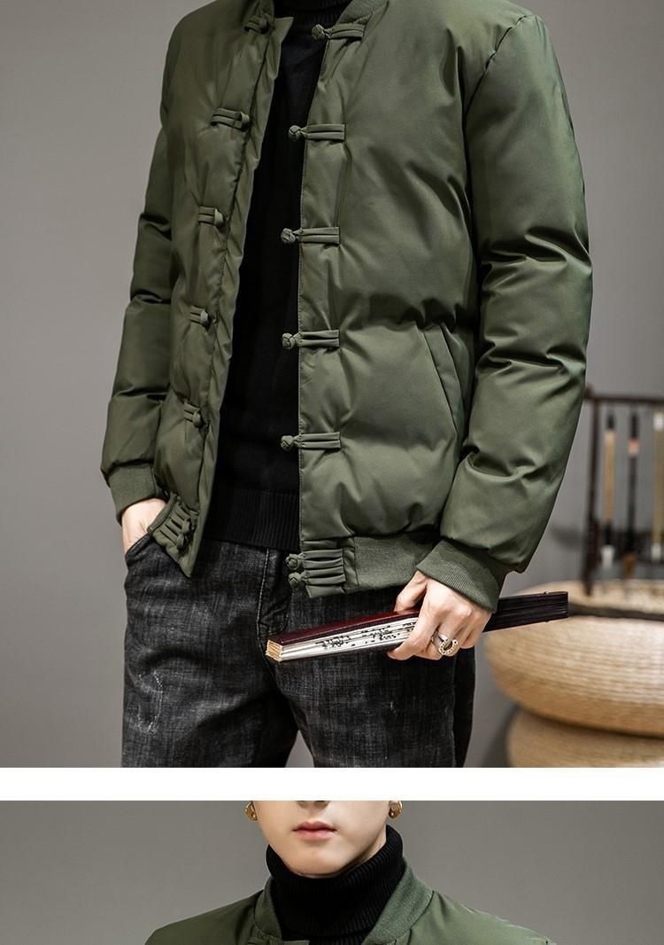 buttoned stand up collar Tang warm Chinese style Tai Chi suit small cotton jacket outerwear men's_voghion.com
