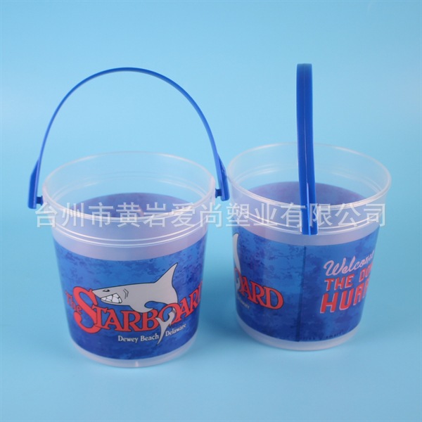 【厂家热销】外销欧美全新pp食品级优质精美塑提手桶沙滩桶