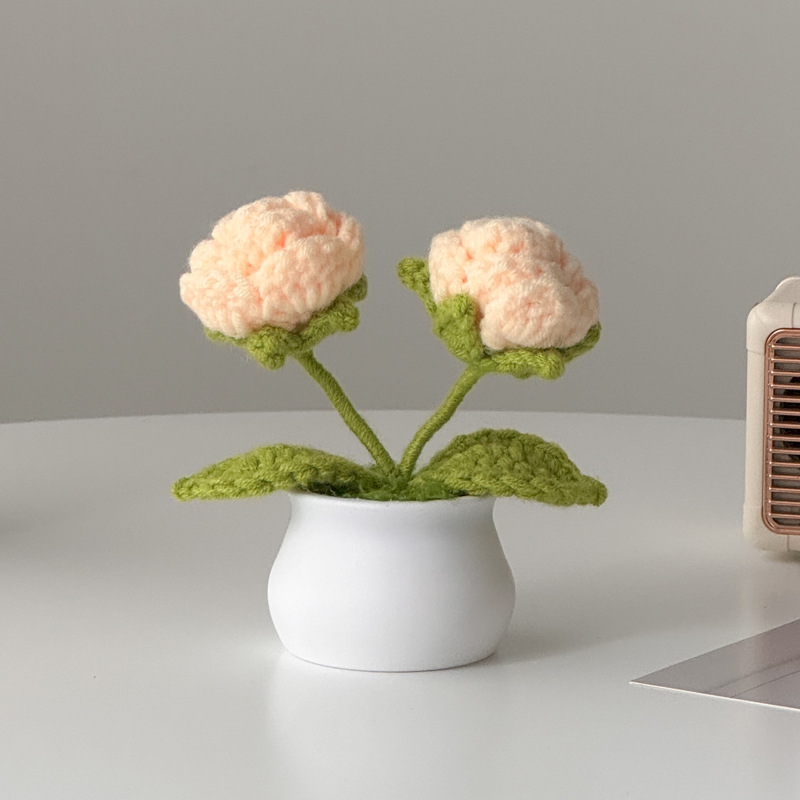 Regalos de día al por mayor girasoles para chicas, ramo de lana tejida a mano, adornos de mesa pequeños