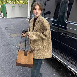 Benview【实体专供】加厚毛呢西装外套女2025新款秋冬小香风短款