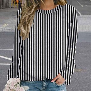 Striped women's long-sleeved Autumn Sweater new simple line top women's design sense spring and autumn loose casual long-sleeved