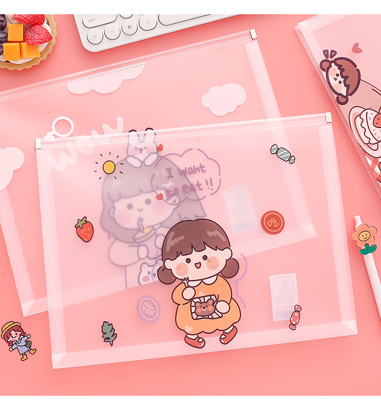 Cute Transparent Large Capacity Portable File Bag