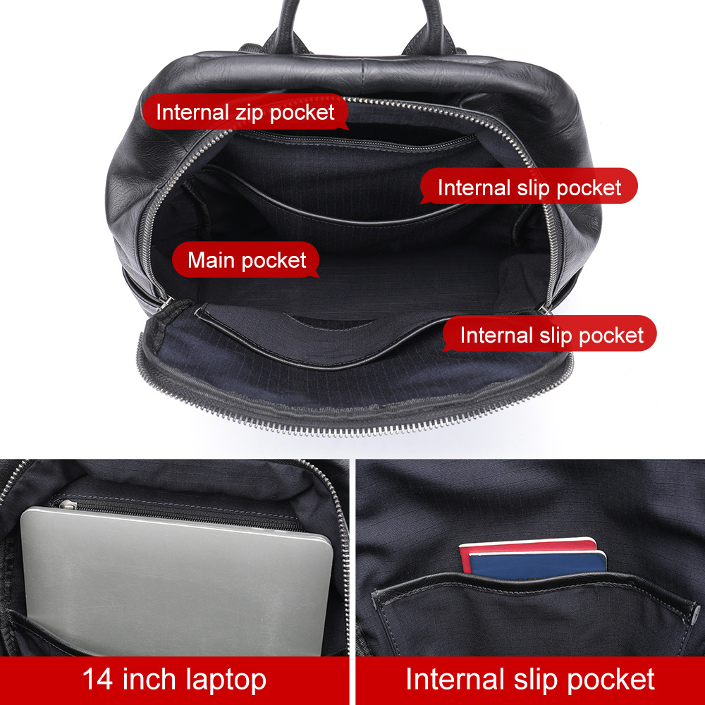 Ba lô da thật nam công sở đựng laptop 15.6 inch, thiết kế đa ngăn dung tích lớn — 9197-đen, 9197-cà phê, 9197-cà phê dầu, 9197-đen ZRS