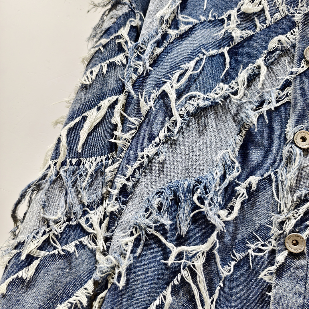 Abbigliamento maschile Primavera e autunno Nuovo marchio di moda retrò con bordo grezzo largo Design High Street Giacca in denim Giacca da donna_voghion.com