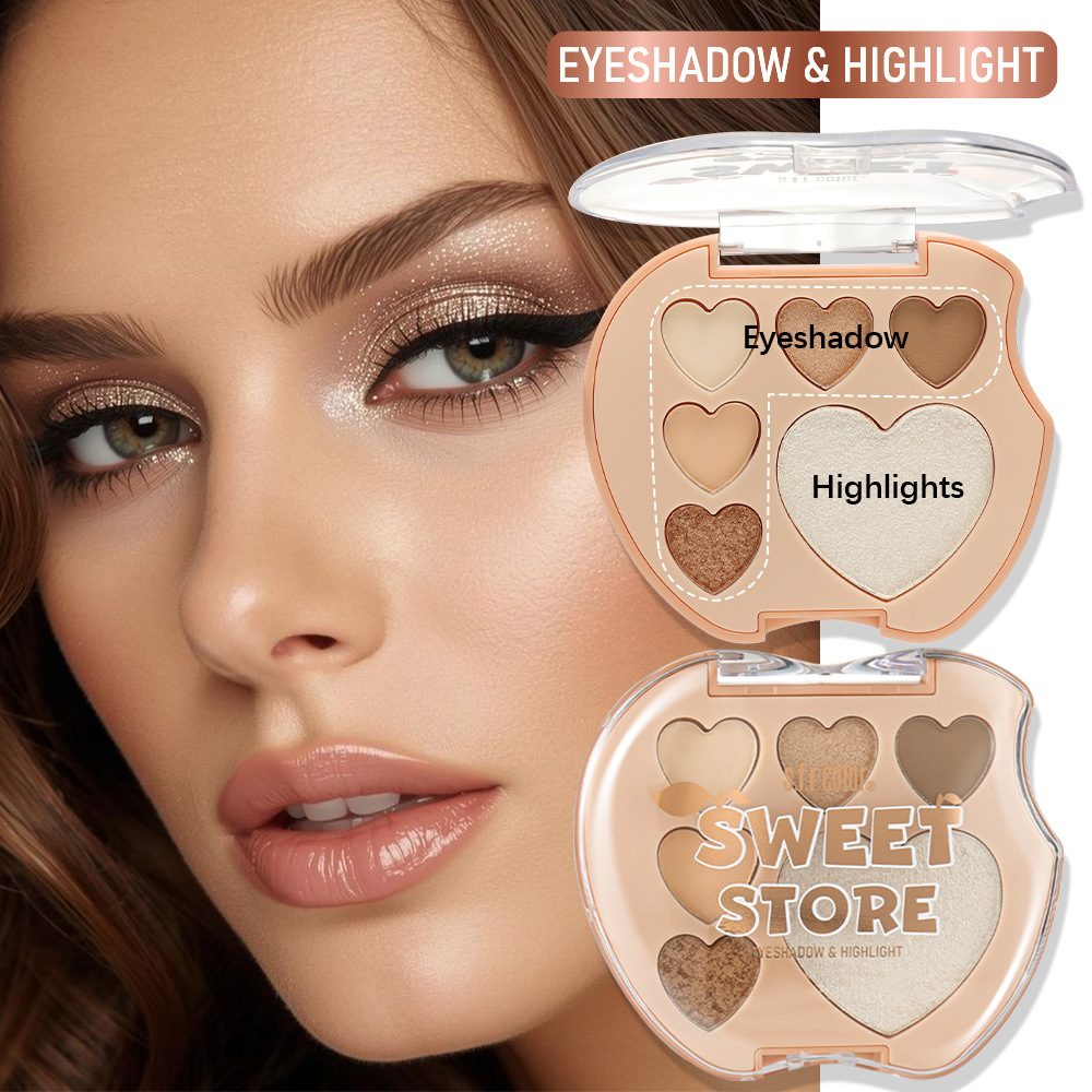 s.f.r color transfronterizo exclusivo para el desarrollo de perlas mate manzana forma de amor 6 color sombra de ojos disco maquillaje al por mayor