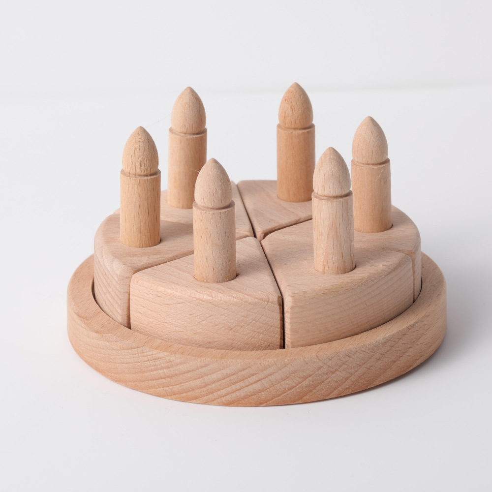 榉木蛋糕天然无漆材质宝宝过家家玩具男孩女孩过家家仿真食物玩具