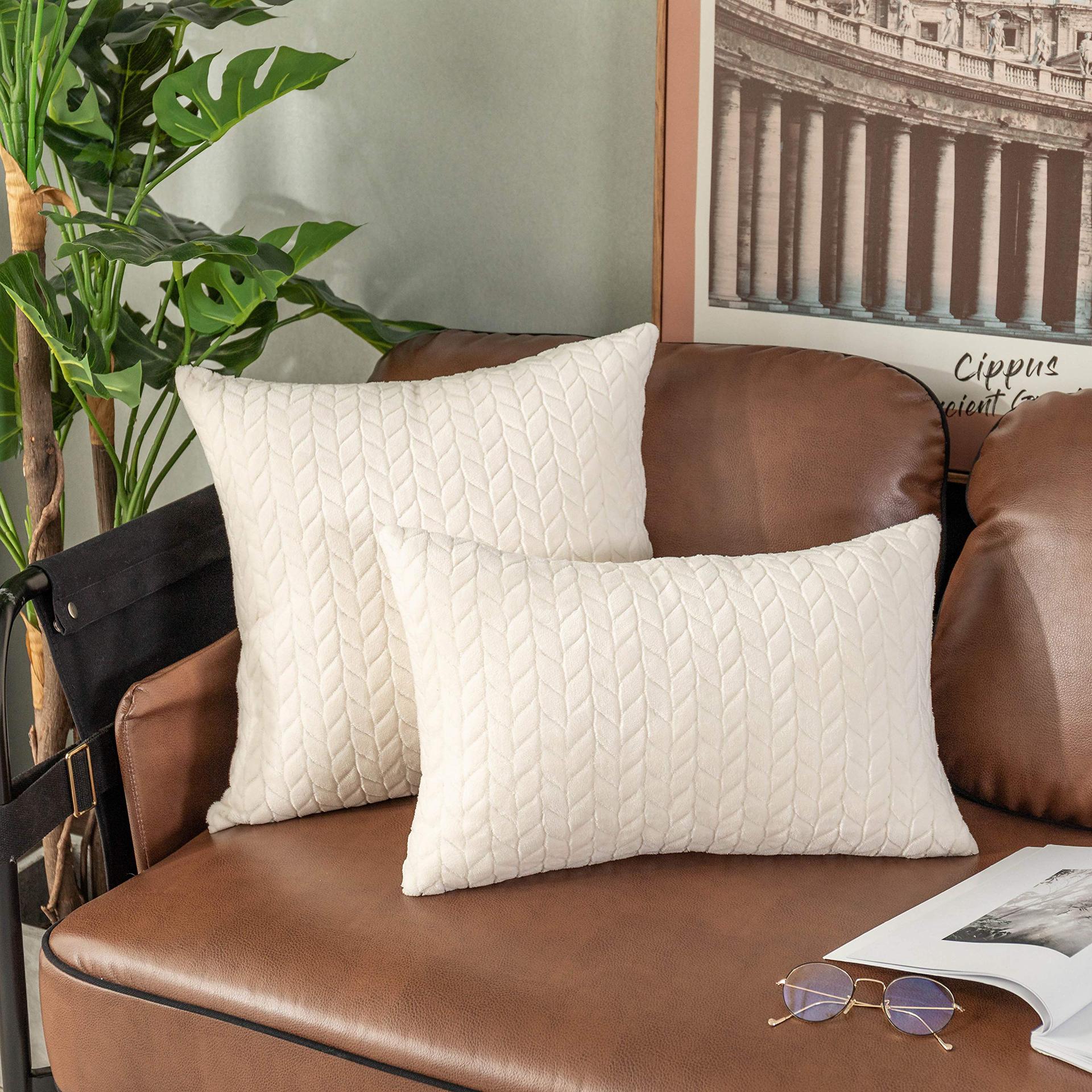 Funda de cojín de estilo europeo y americano, de punto, de color sólido, con rayas, cojín de asiento, protector de cintura, simple, desmontable.