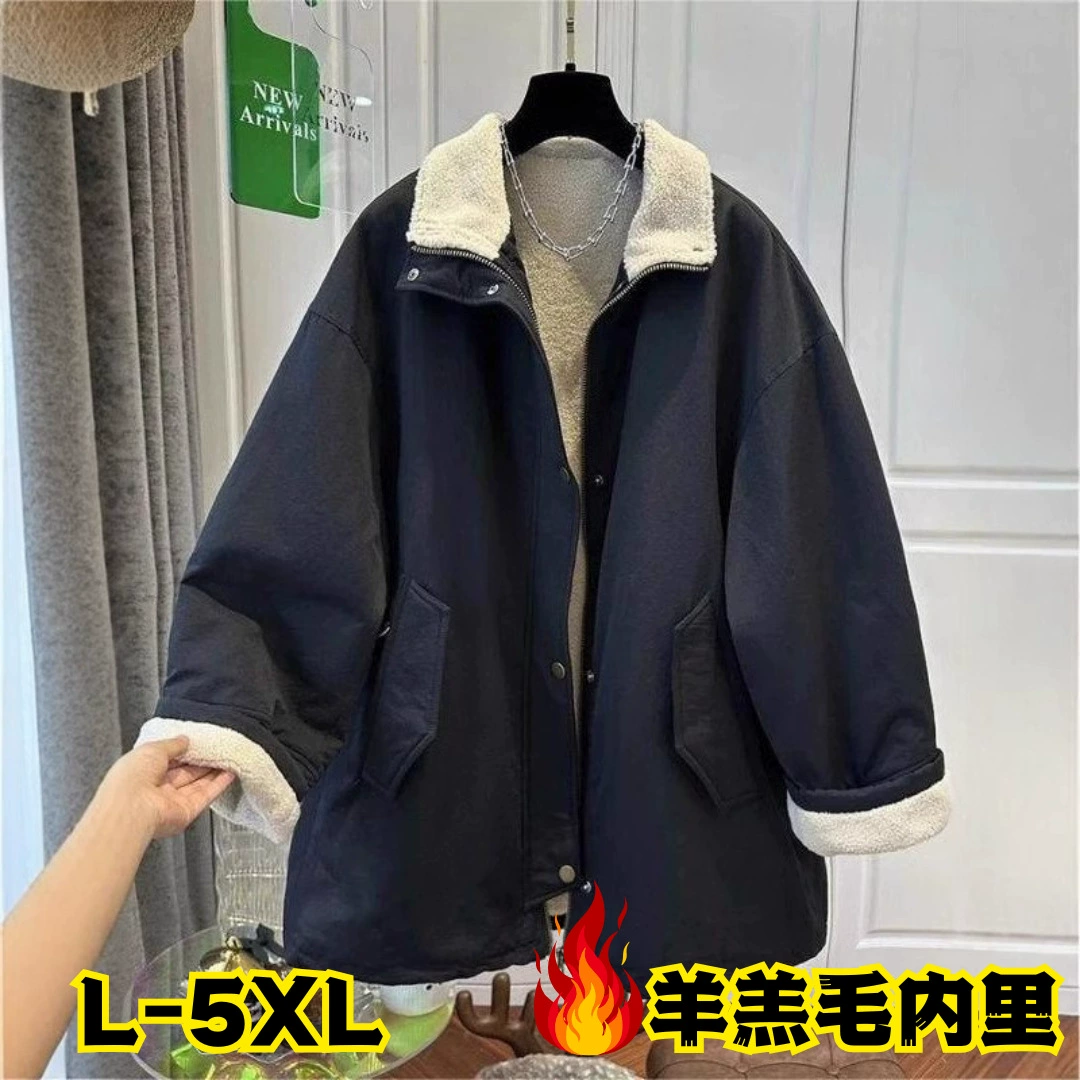 Толстый mm300 кг овечья шерсть корейская версия пальто мужской осенний и зимний досуг свободный орнамент плюс бархат теплая куртка женский