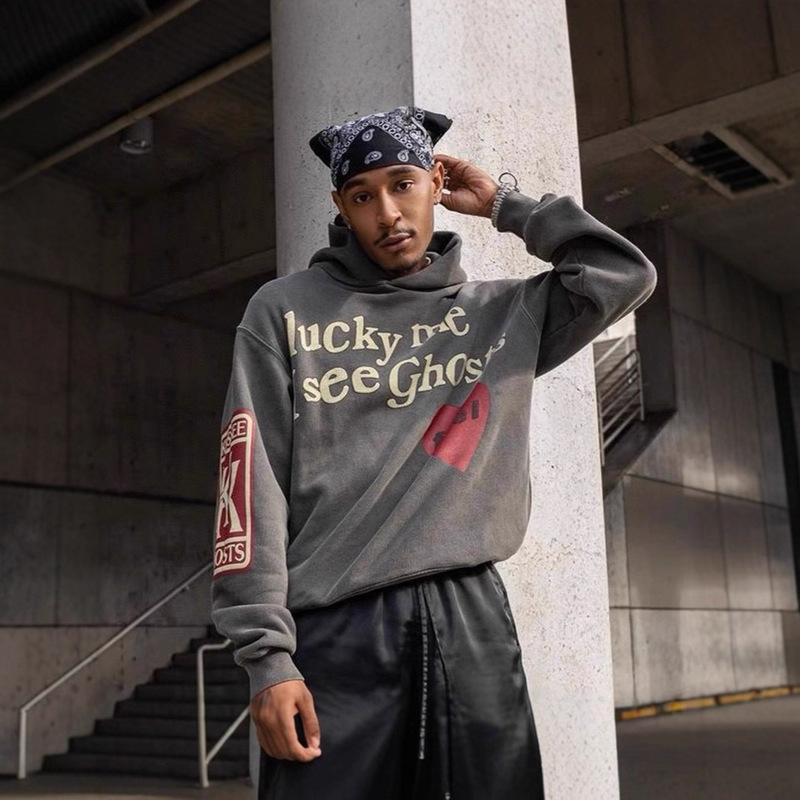 Kanye West Cpfm Kanye's Same Autumn and Winter Heart Graffiti Foam Letter Hip-Hop Trendy Brand Hooded Sweatshirt