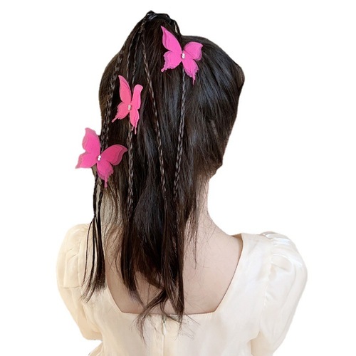 Children's braided ponytail hairband sweet cool boxing braids hair tie little girl high ponytail butterfly knot hair ribbon hair accessory