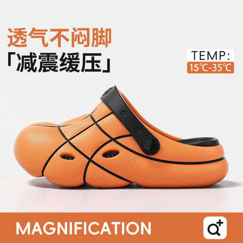Popular Basketball-Style Perforated Shoes for Men, Suitable for Driving in 2026, Summer Thick-Soled Beach Outdoor Non-Slip Outdoor Wear