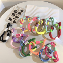 潮流糖果色手工編織短款手繩吊墜含夾片通用手機殼耳機套手機掛繩